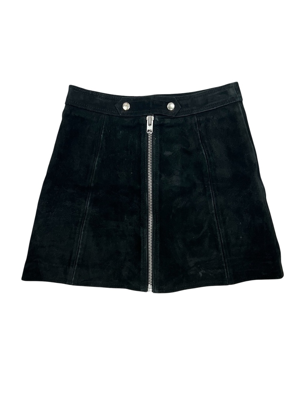 Topshop Genuine Suede Chunky Zip Moto Mini Skirt